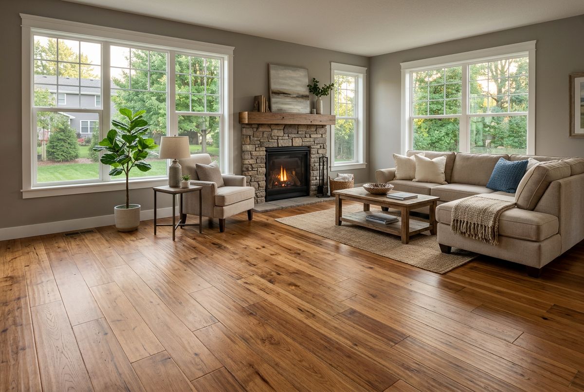 Newly installed flooring in a home in Adams County
