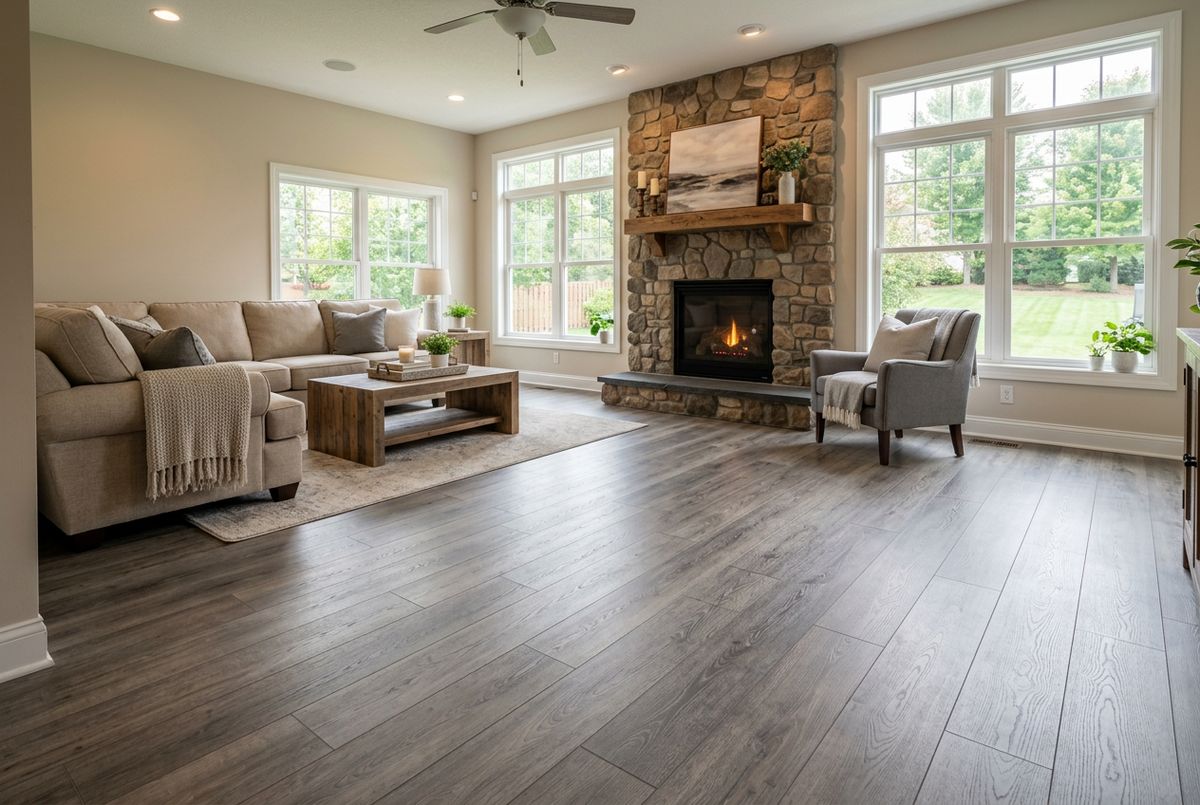 Recently installed flooring in a Alger Heights, MI home