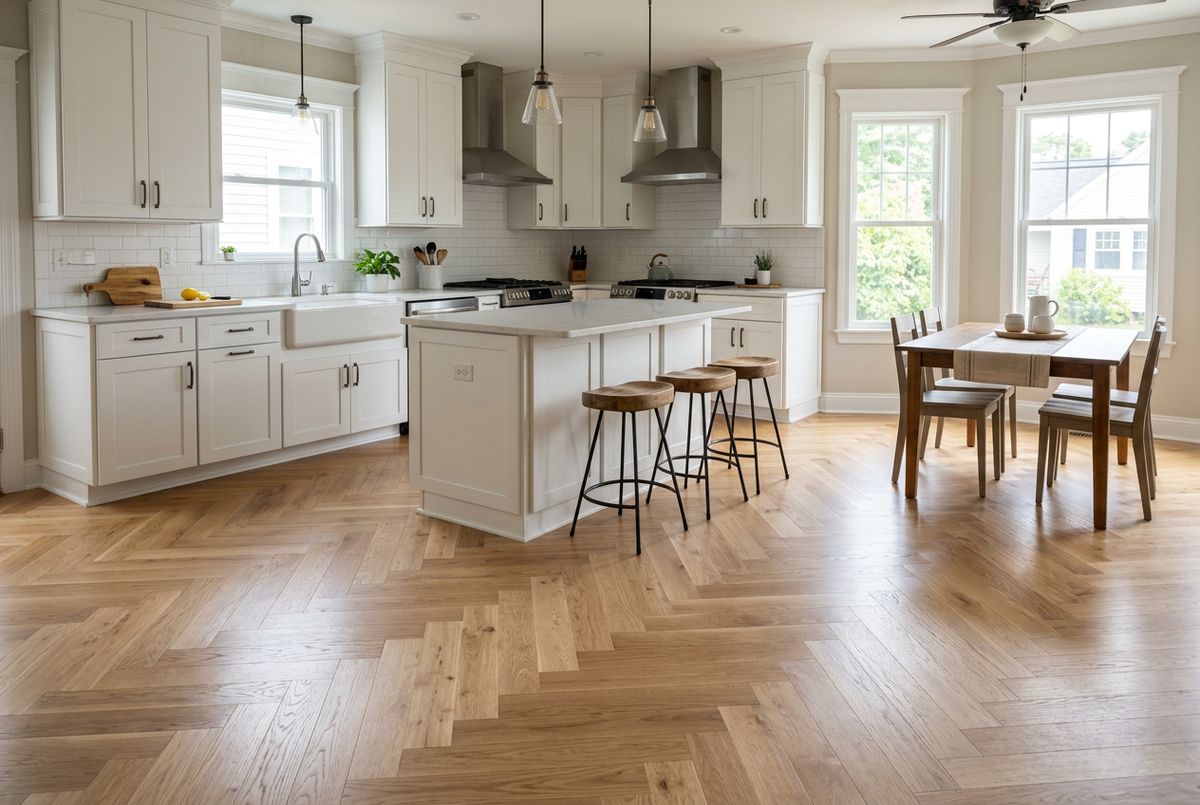 Recently installed flooring in a Alpharetta, GA home