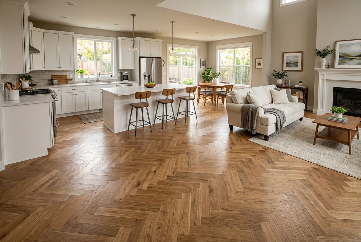 Recently installed flooring in a Alpine Township, MI home