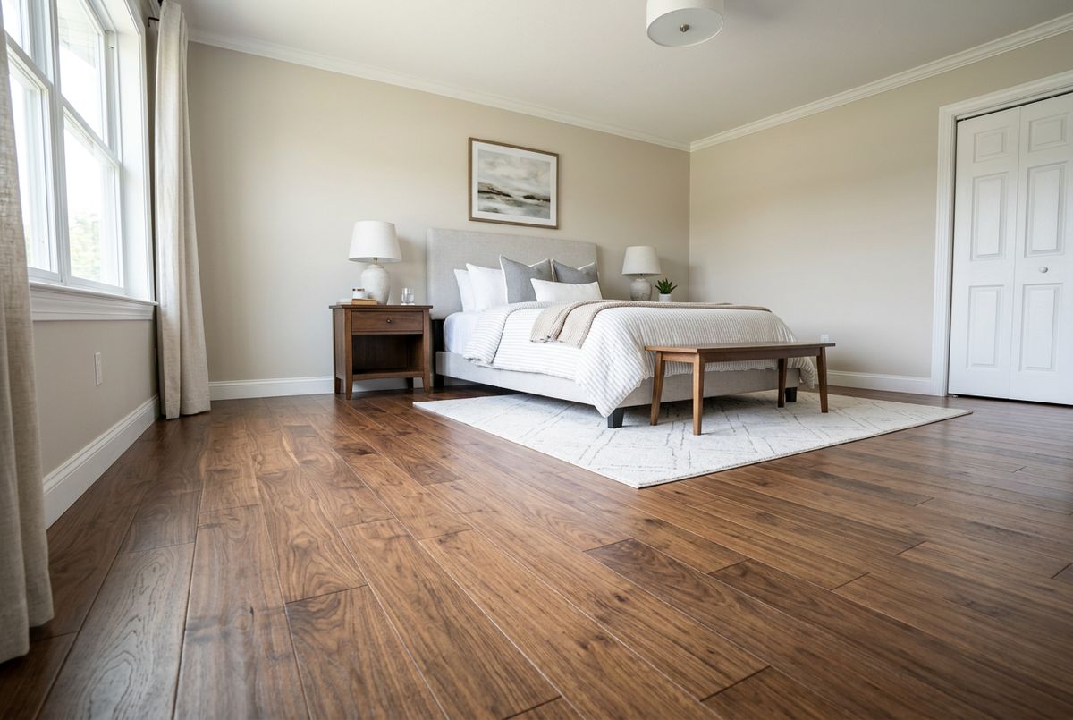 Recently installed flooring in a Arlington, MA home