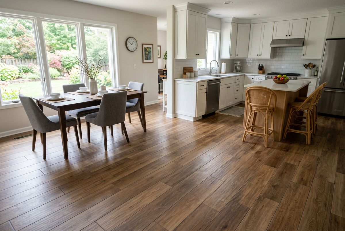 Recently installed flooring in a Bargersville, IN home