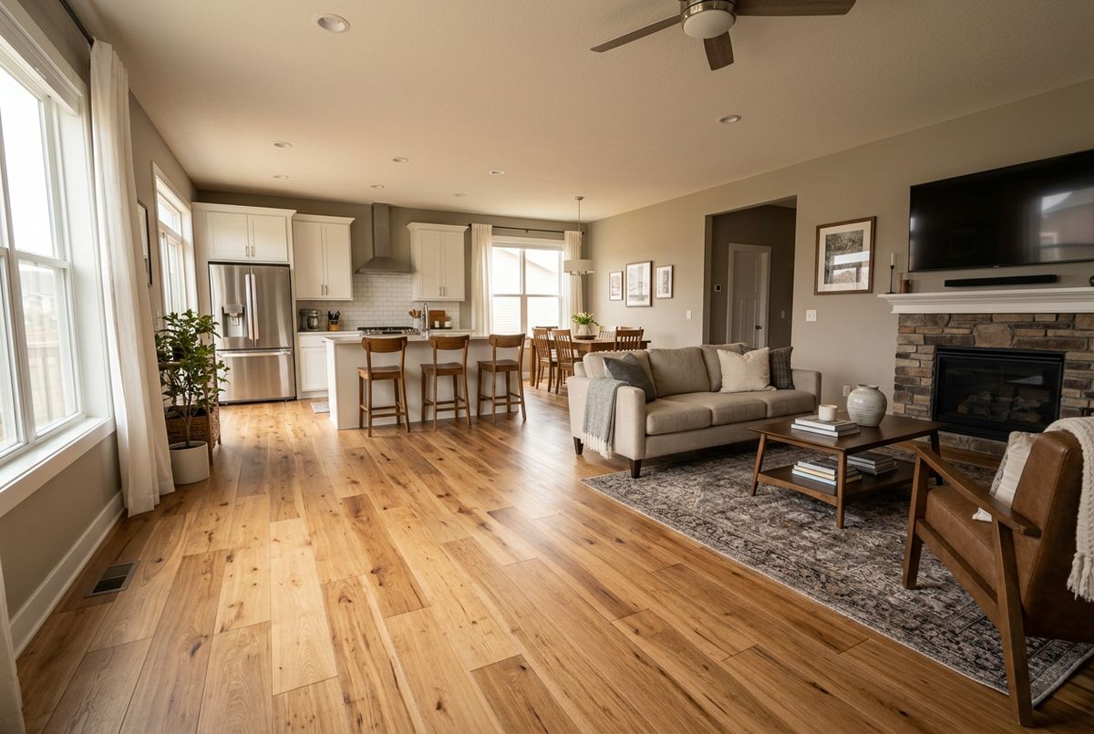 Recently installed flooring in a Bayshore Beautiful, FL home