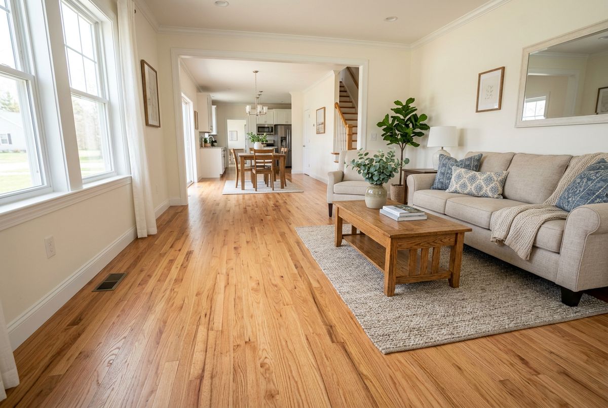 Recently installed flooring in a Bellechase, FL home