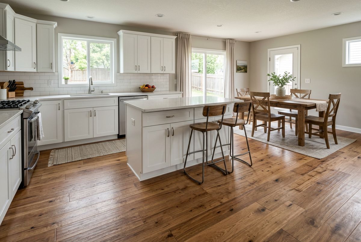 Recently installed flooring in a Belmont, MI home