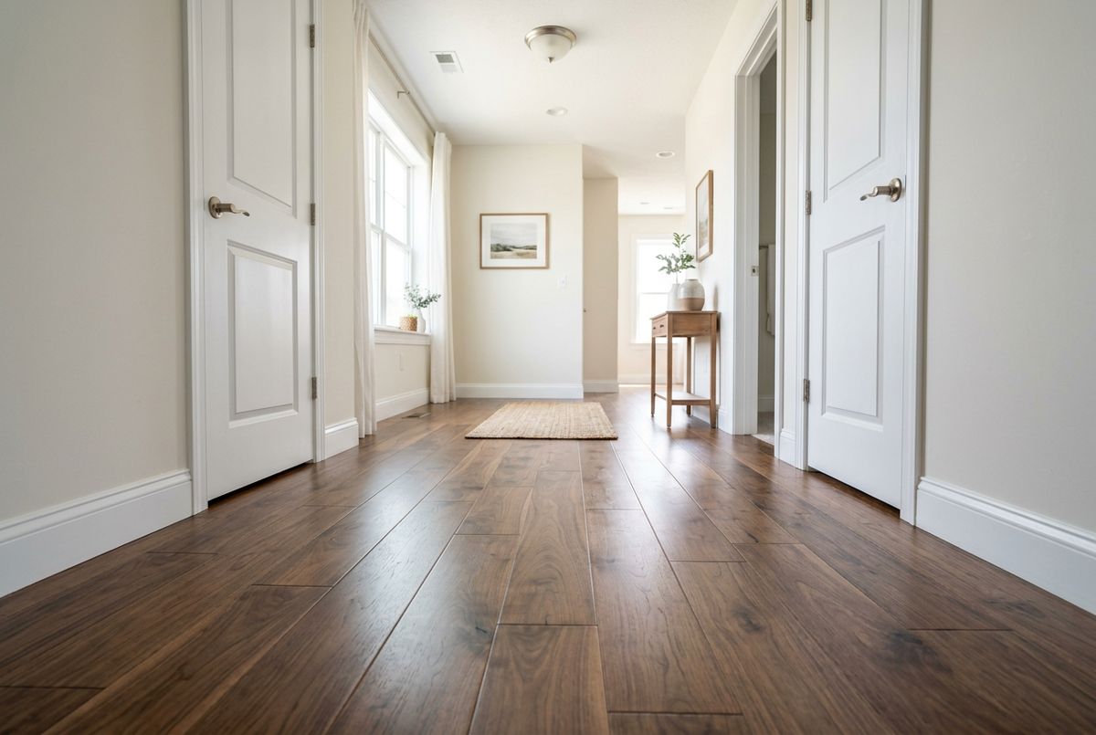 Recently installed flooring in a Blossomwood, AL home