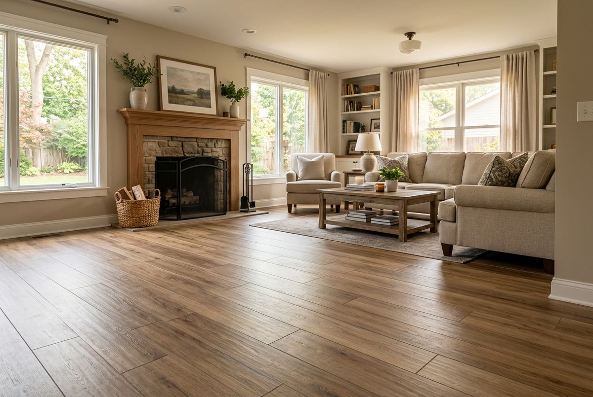 Newly installed flooring in a home in Blount County