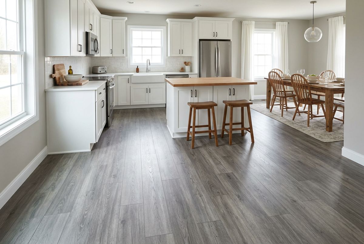Recently installed flooring in a Bonanza, GA home