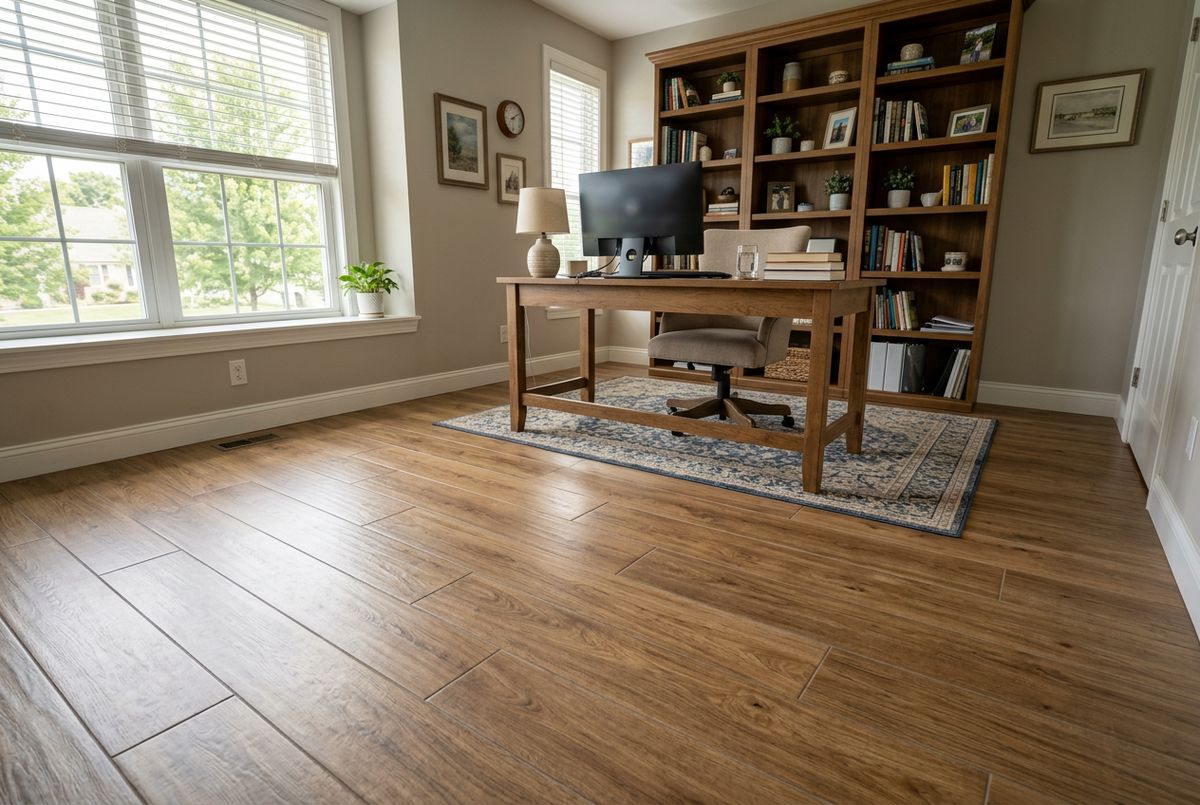 Newly installed flooring in a home in Boone County