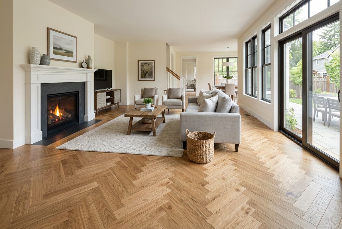 Recently installed flooring in a Braintree, MA home