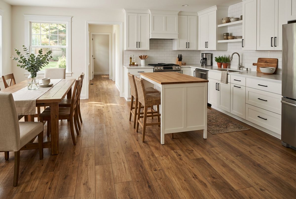 Recently installed flooring in a Brighton, CO home