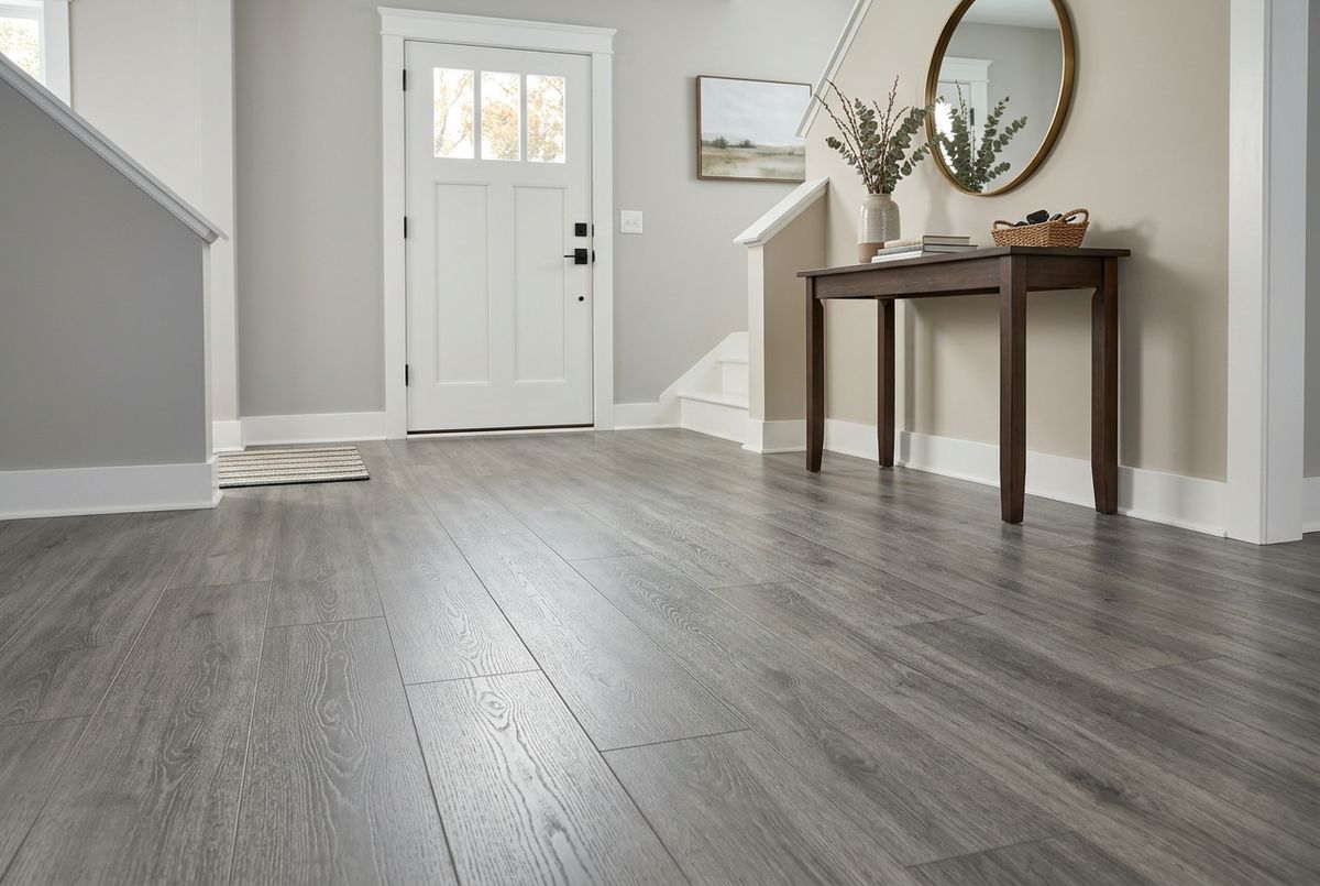Recently installed flooring in a Broad Ripple, IN home