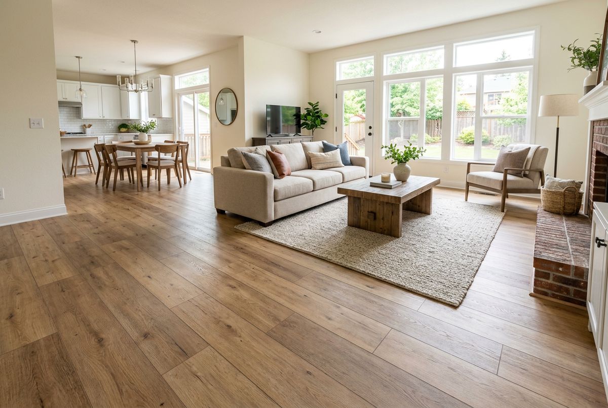 Recently installed flooring in a Brooks, GA home