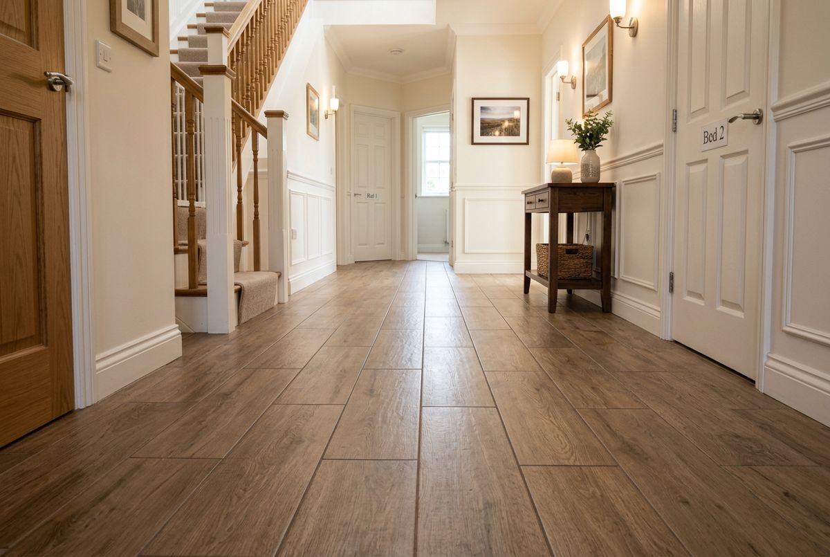 Newly installed flooring in a home in Cabarrus County