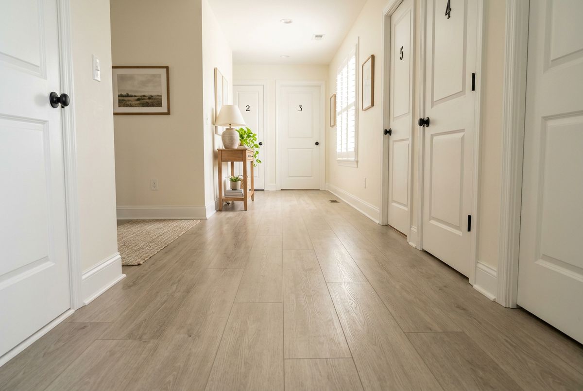 Newly installed flooring in a home in Canadian County