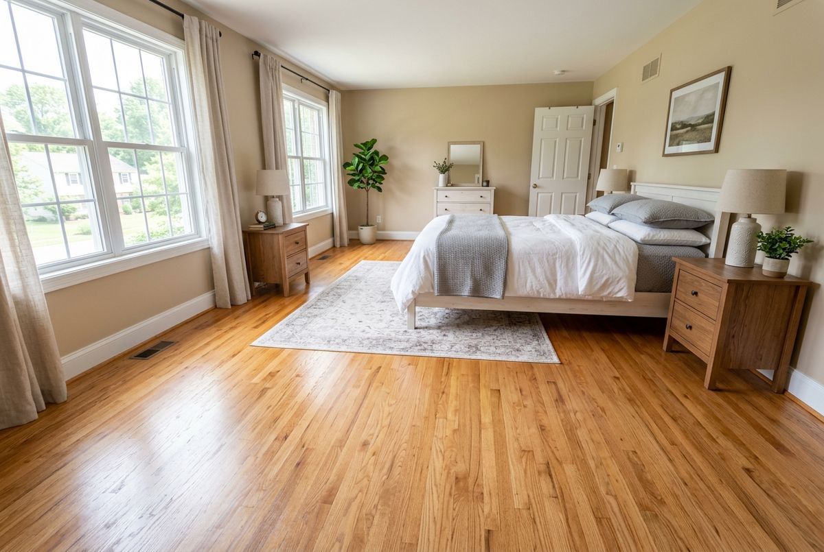 Newly installed flooring in a home in Carroll County