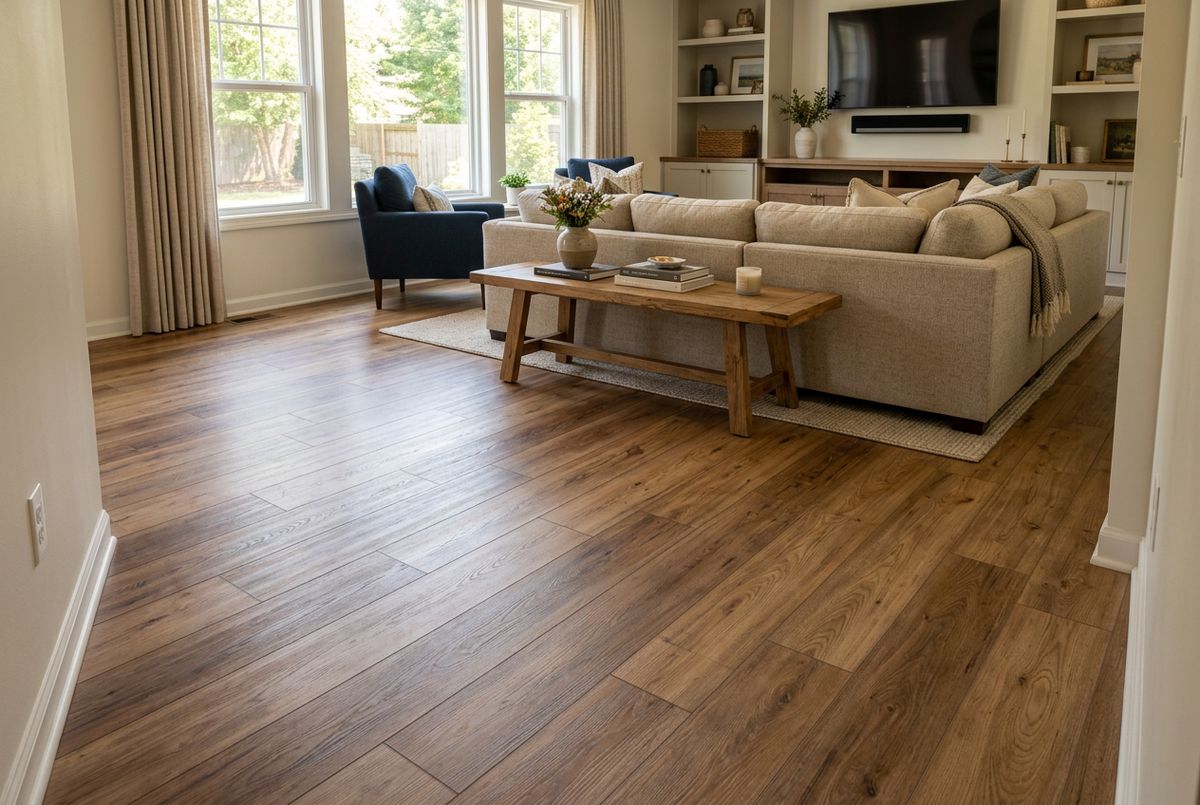 Recently installed flooring in a Carson City, MI home