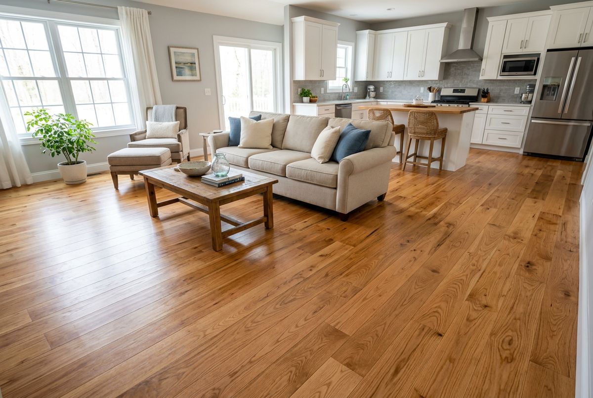 Newly installed flooring in a home in Cass County