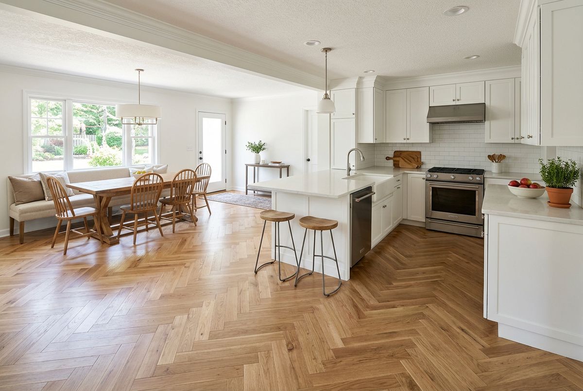 Recently installed flooring in a Chestnut Hill, PA home