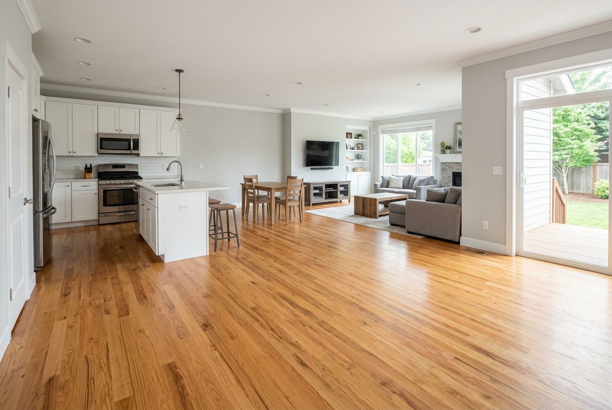 Recently installed flooring in a Clarksville, MI home