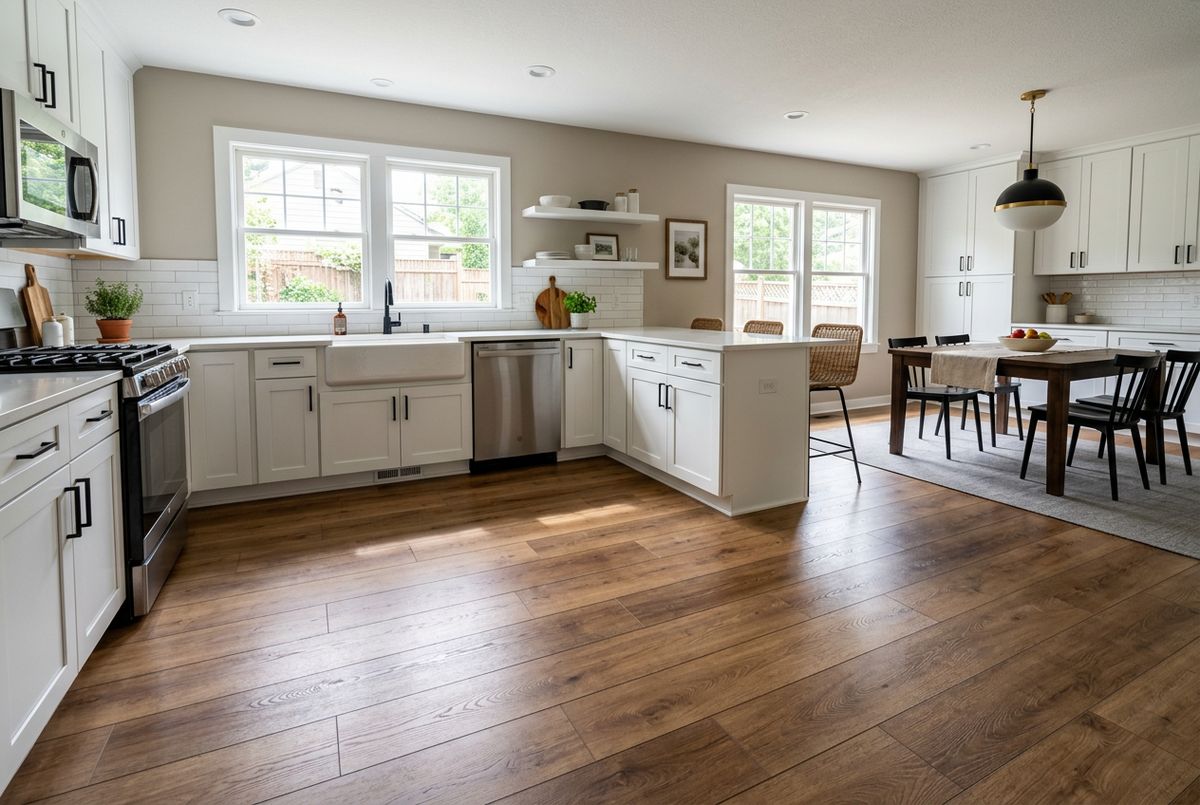Recently installed flooring in a Colfax, IA home