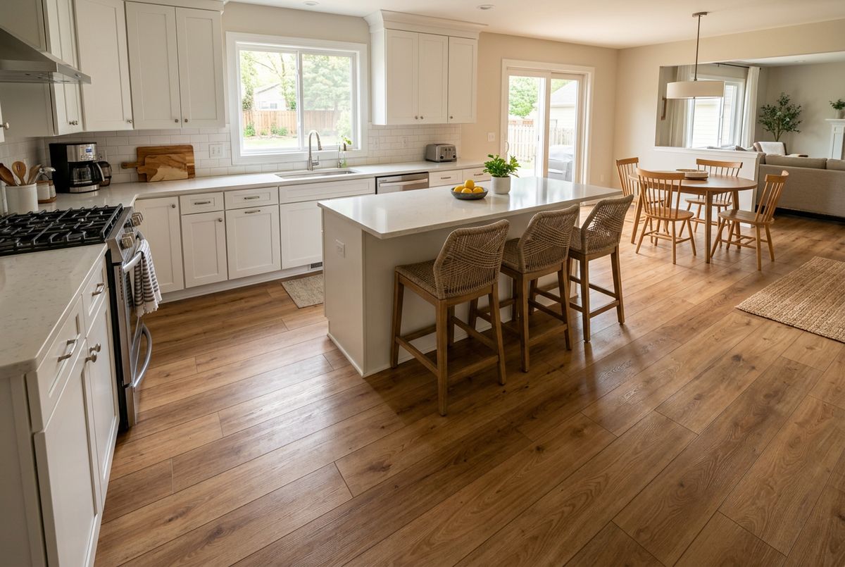 Recently installed flooring in a Concord, NC home