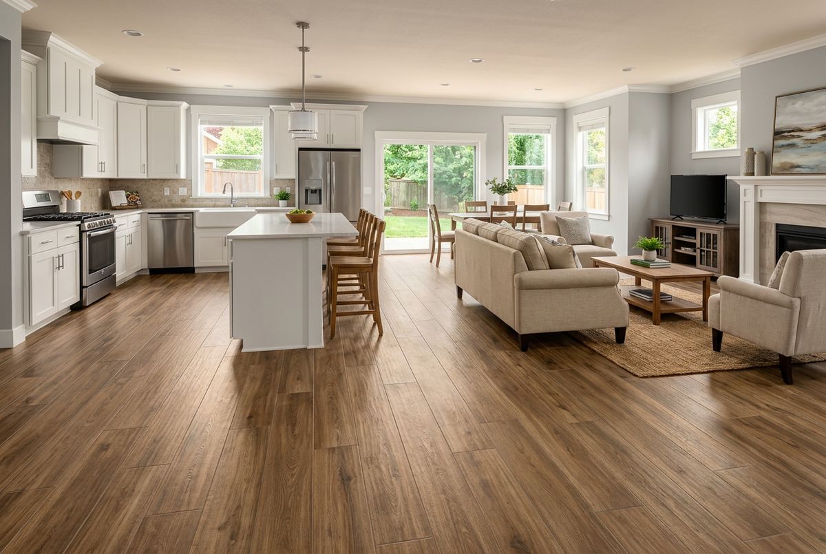 Recently installed flooring in a Cumming, IA home