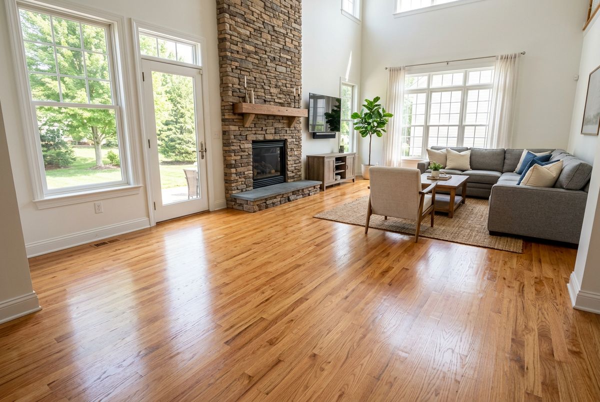 Newly installed flooring in a home in Delaware County
