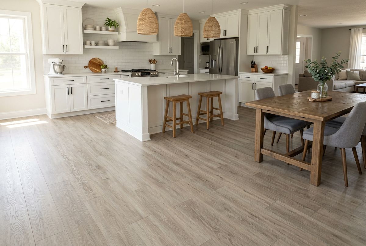 Recently installed flooring in a Delton, MI home