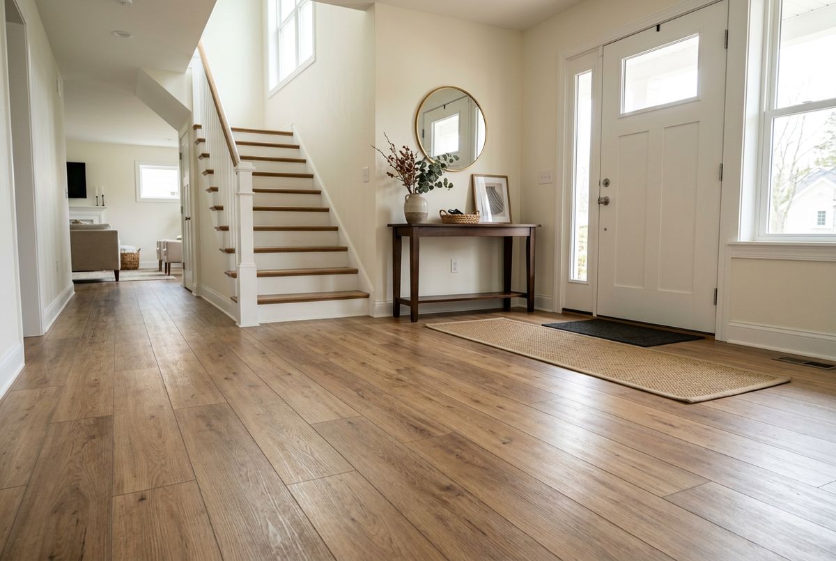Newly installed flooring in a home in Douglas County