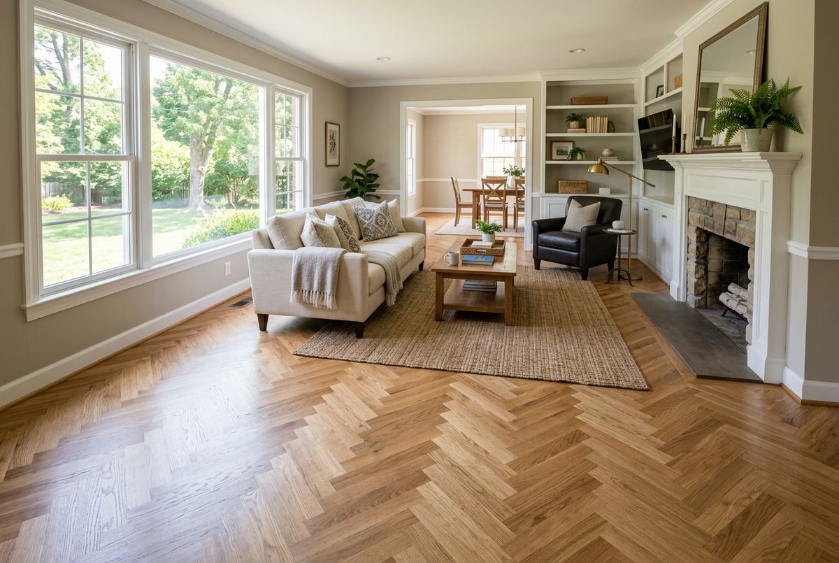 Recently installed flooring in a Druid Hills, GA home