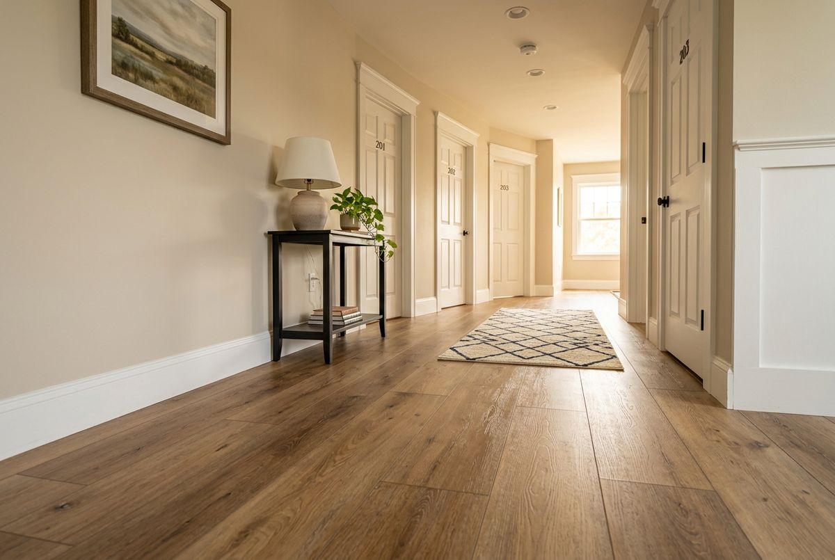 Newly installed flooring in a home in Duval County