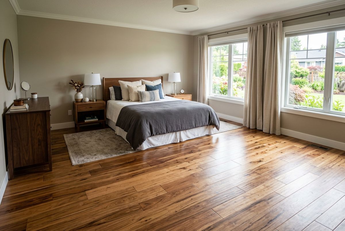 Recently installed flooring in a East Hills, MI home