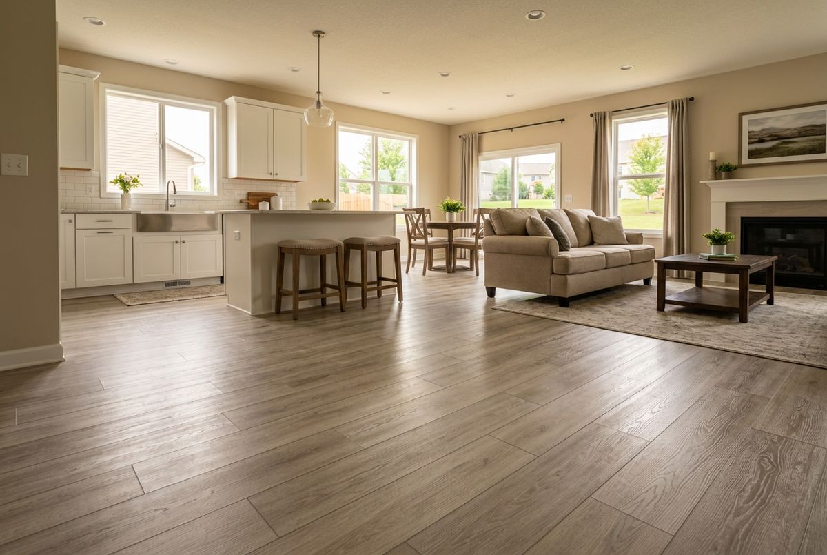 Recently installed flooring in a Easter Lake, IA home