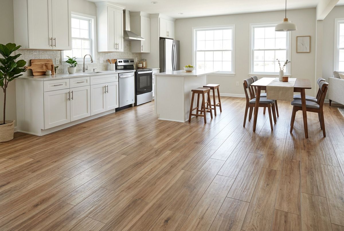 Recently installed flooring in a Eastown, MI home
