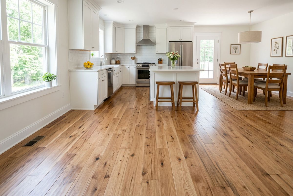Recently installed flooring in a Hickory Flat, GA home