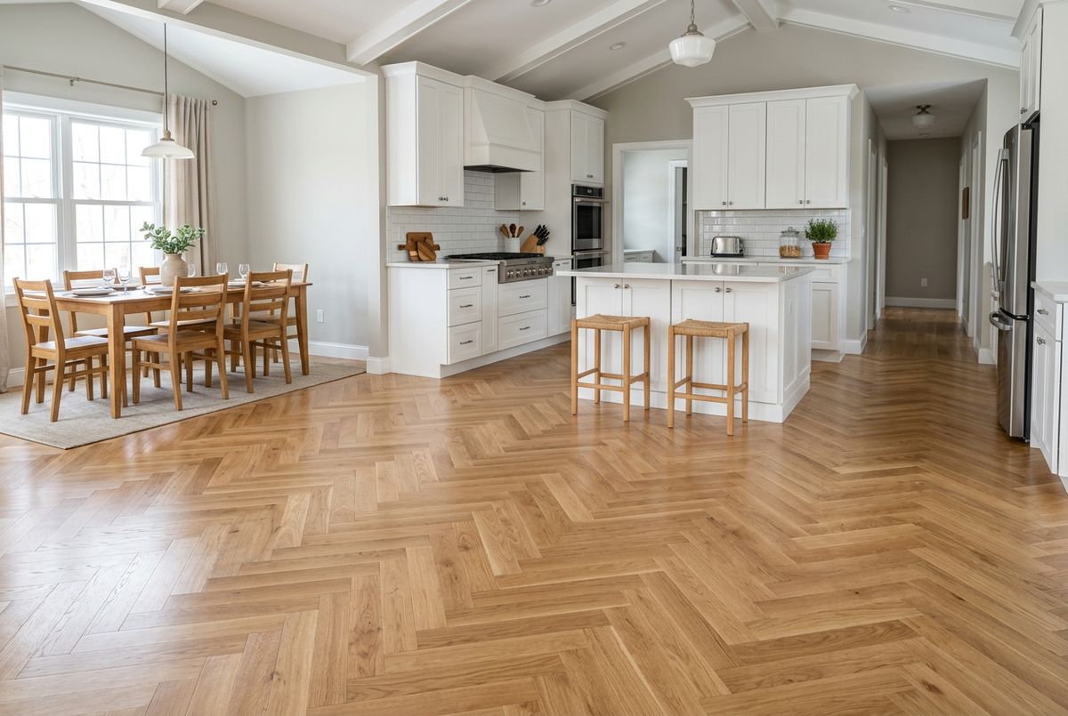 Newly installed flooring in a home in Madison County