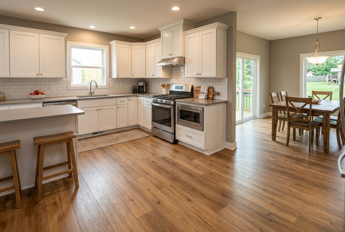 Newly installed flooring in a home in Montgomery County