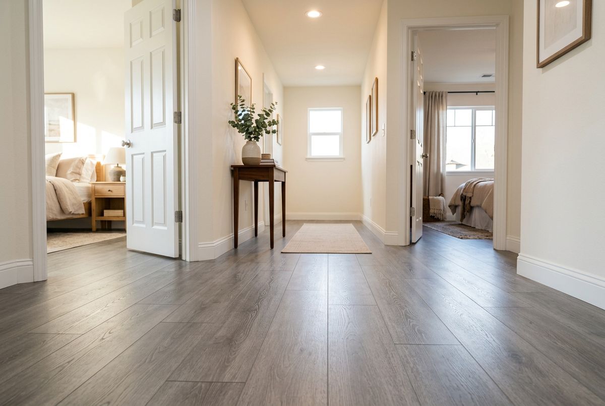 Newly installed flooring in a home in Pender County