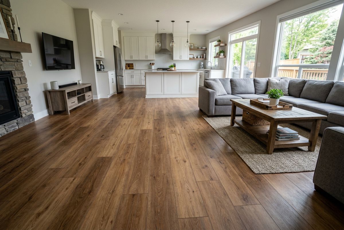 Recently installed flooring in a Suwanee, GA home