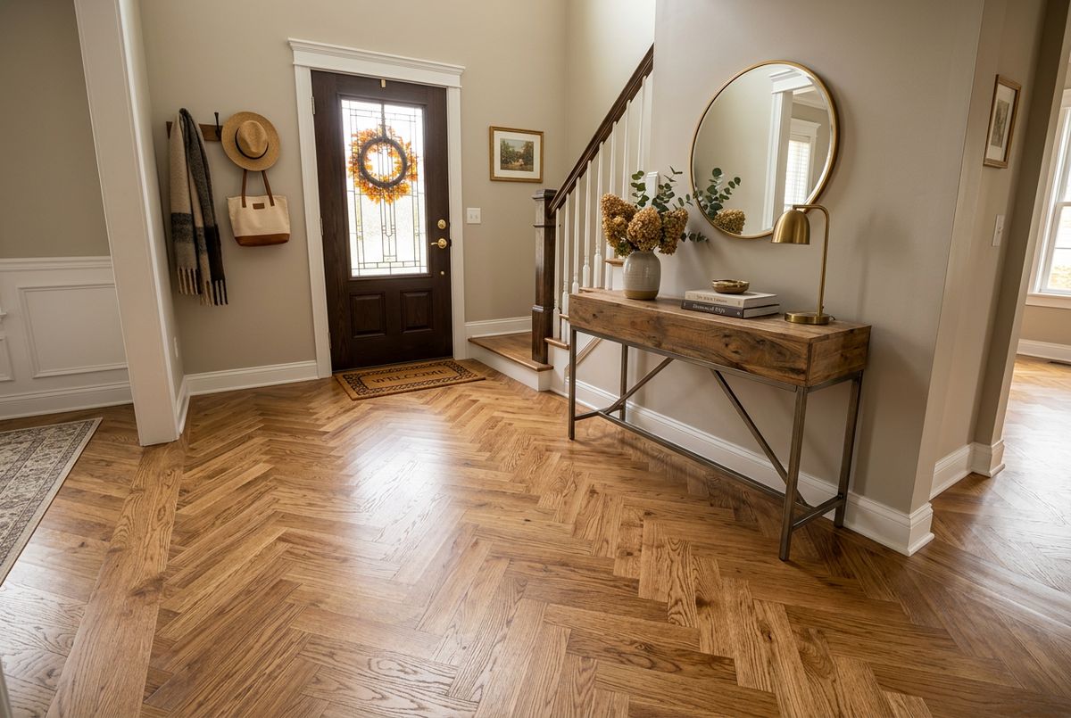 Recently installed flooring in a Tempe, AZ home