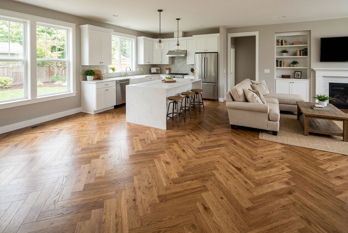 Recently installed flooring in a Towne Lake, GA home