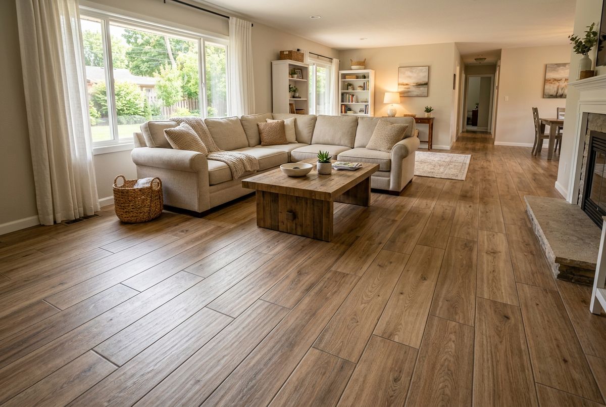 Recently installed flooring in a Tyrone, GA home