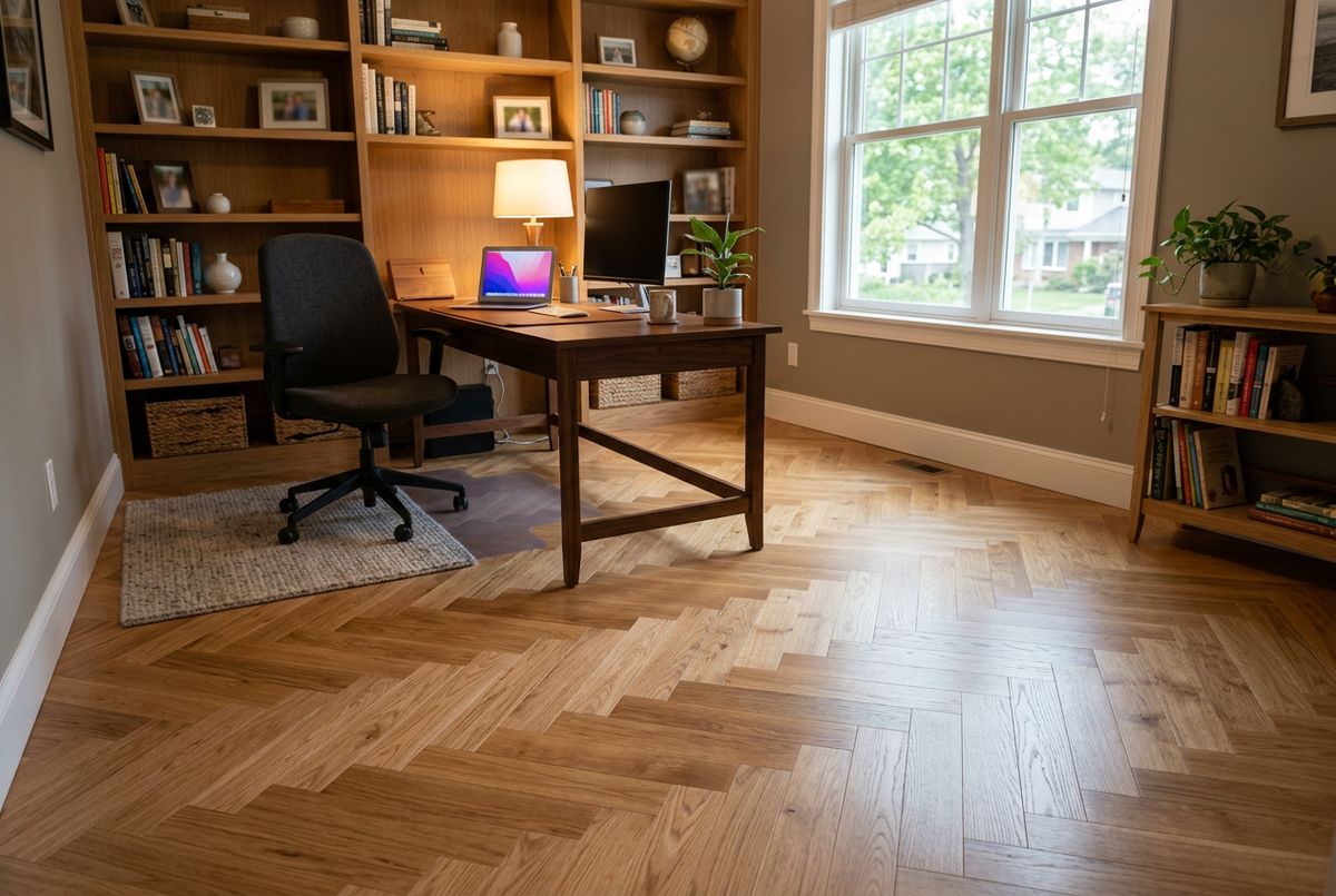 Recently installed flooring in a Wake Forest, NC home